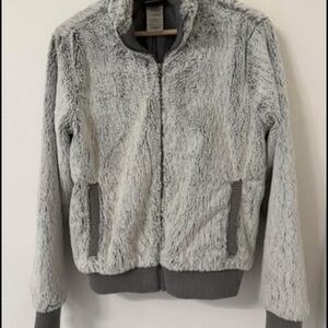 Patagonia Light Gray Faux Fur Zip Jacket